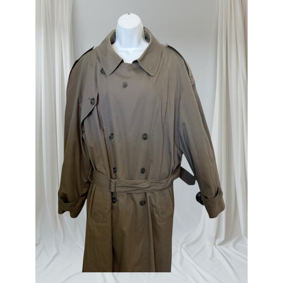 London Fog Men’s Trench Coat 44 Regular insulate Lined, Belted, Khaki Raincoat - Picture 1 of 12